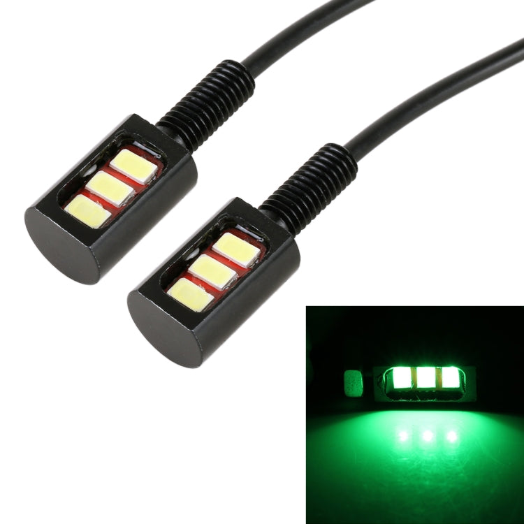 1 Pair DC12V 0.4W 3LEDs SMD-5630 Car / Motorcycle License Plate Light, Cable Length: 27cm (Green Light) - In Car by buy2fix | Online Shopping UK | buy2fix