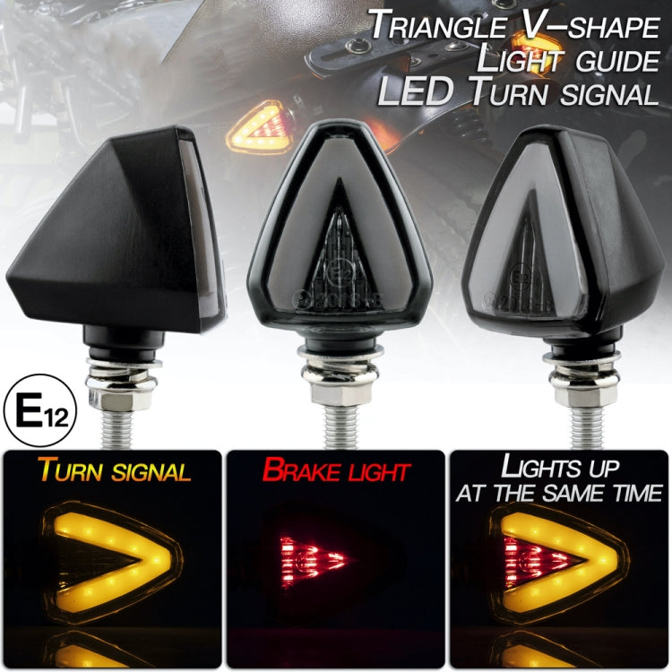 2 PCS KC018A Motorcycle Triangular V-shaped Two-color LED Brake Turn Signal Light - In Car by buy2fix | Online Shopping UK | buy2fix