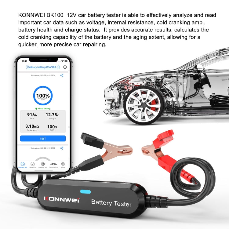 KONNWEI BK100 X431 BST360 Car Bluetooth Battery Tester (Black) - In Car by KONNWEI | Online Shopping UK | buy2fix
