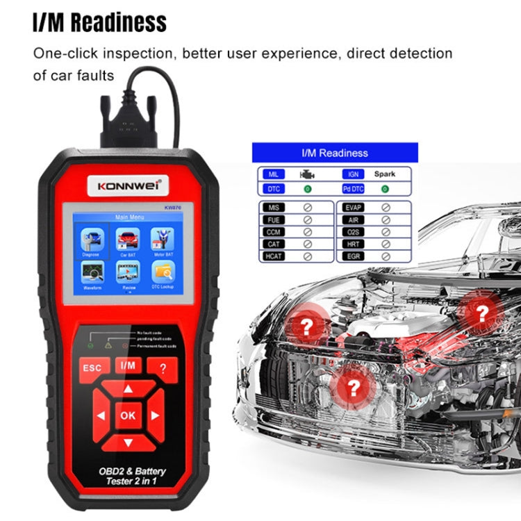 KONNWEI KW870 2 in 1 Car OBD2 Fault Diagnosis + Battery Tester - In Car by KONNWEI | Online Shopping UK | buy2fix