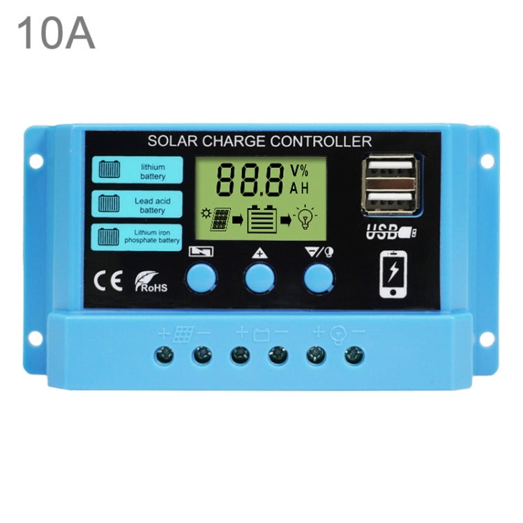 10A Solar Charge Controller 12V / 24V Lithium Lead-Acid Battery Charge Discharge PV Controller - In Car by buy2fix | Online Shopping UK | buy2fix