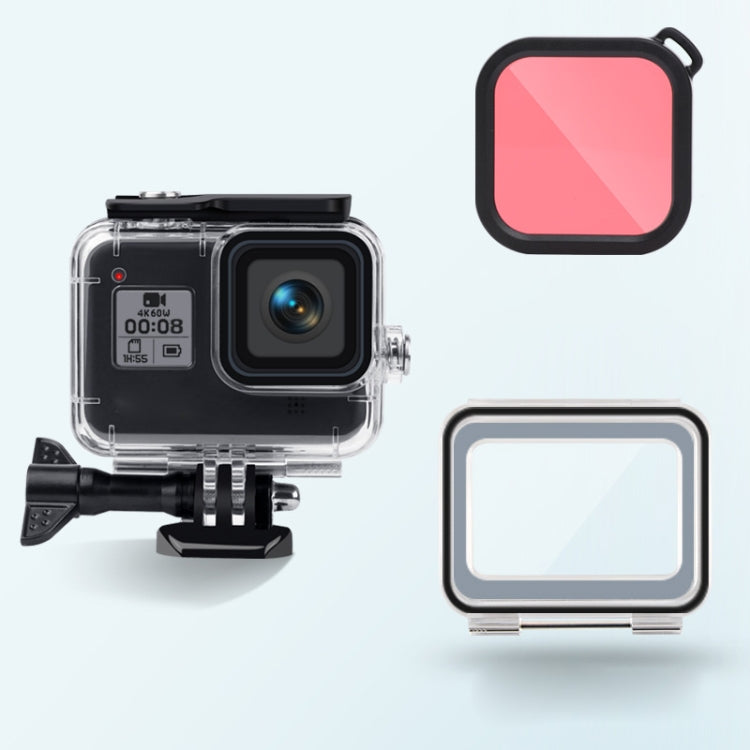 45m Waterproof Case + Touch Back Cover + Color Lens Filter for GoPro HERO8 Black (Pink) - DJI & GoPro Accessories by buy2fix | Online Shopping UK | buy2fix
