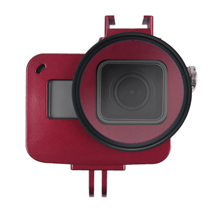 Housing Shell CNC Aluminum Alloy Protective Cage with Insurance Frame & 52mm UV Lens for GoPro HERO7 Black /6 /5 (Red) - DJI & GoPro Accessories by buy2fix | Online Shopping UK | buy2fix