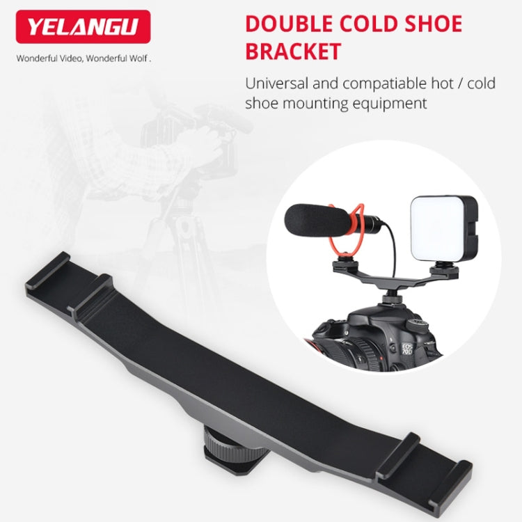 YELANGU YLG0702A Dual Cold Hot Shoe Mount Adapter Aluminum Alloy Extension Bracket (Black) - Camera Accessories by YELANGU | Online Shopping UK | buy2fix