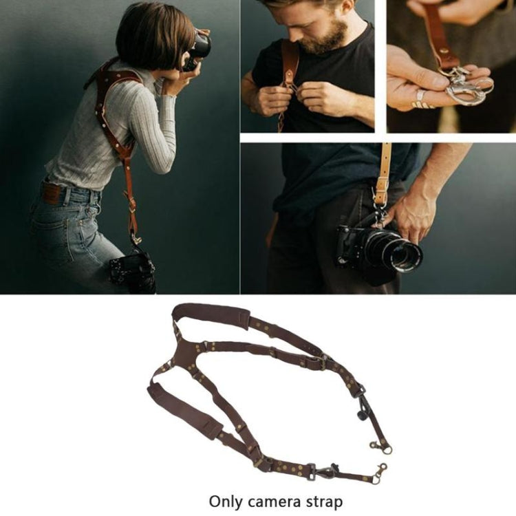 Quick Release Anti-Slip Dual Shoulder Leather Harness Camera Strap with Metal Hook for SLR / DSLR Cameras(Black) - Camera Accessories by buy2fix | Online Shopping UK | buy2fix