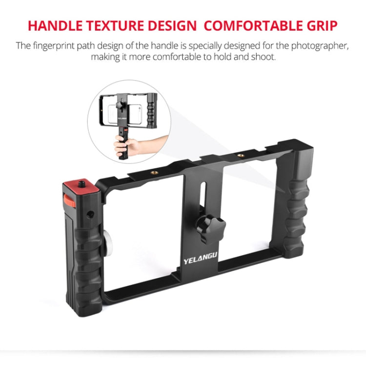 YELANGU PC02A Vlogging Live Broadcast Plastic Cage Video Rig Filmmaking Stabilizer Bracket for iPhone, Galaxy, Huawei, Xiaomi, HTC, LG, Google, and Other Smartphones(Black) - Stand by YELANGU | Online Shopping UK | buy2fix