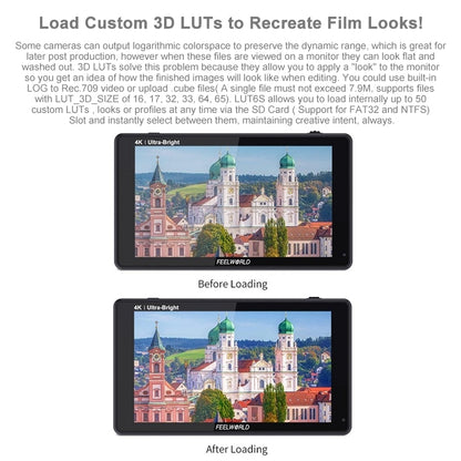 FEELWORLD LUT6S 1920x1080 2600 nits 6 inch IPS Screen HDMI 4K Touch Screen SDI HDI Camera Field Monitor - Camera Accessories by FEELWORLD | Online Shopping UK | buy2fix