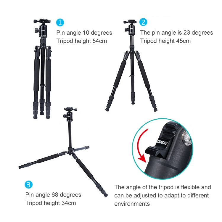 TRIOPO Oubao A-608S  Adjustable Portable  Aluminum Alloy Tripod with Ball Head for SLR Camera - Camera Accessories by TRIOPO | Online Shopping UK | buy2fix