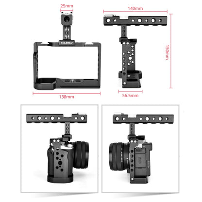 YELANGU C24 Video Camera Cage Stabilizer Kit with Handle for Sony Alpha 7C / A7C / ILCE-7C (Black) - Camera Accessories by YELANGU | Online Shopping UK | buy2fix