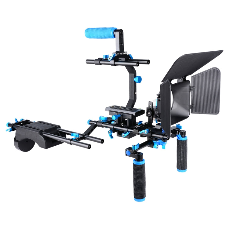 YELANGU D206 C-Type Handle Camera Shoulder Rigs Mount Kit with Matte Box & Follow Focus(Blue) - Camera Accessories by YELANGU | Online Shopping UK | buy2fix