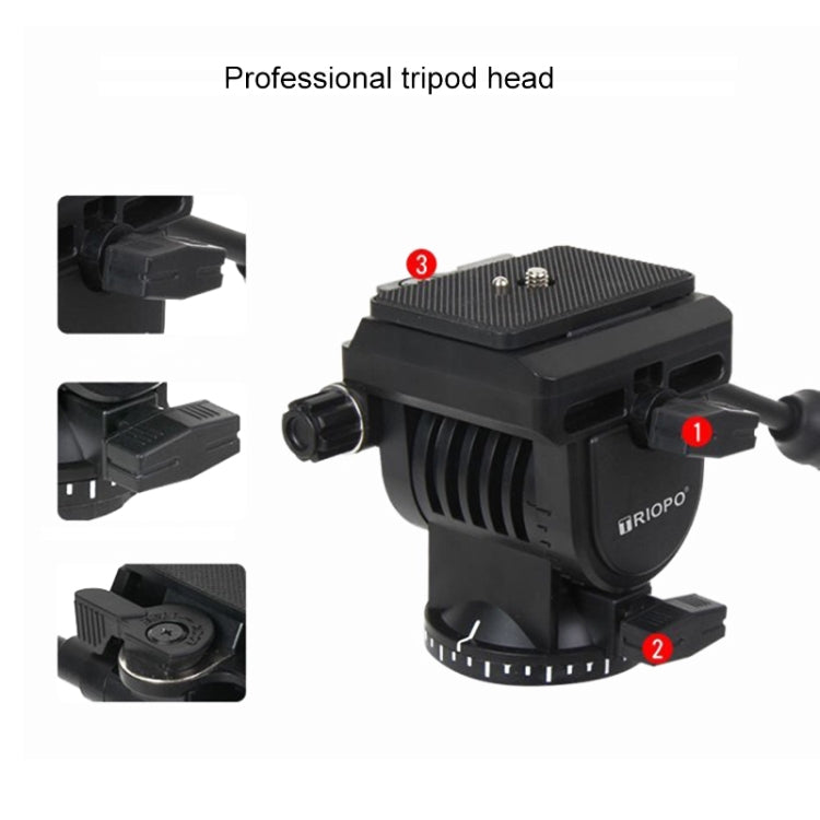 TRIOPO K2808 Aluminum Tripod Mount with HY-350 Heavy Duty Damping Head (Black) - Camera Accessories by TRIOPO | Online Shopping UK | buy2fix