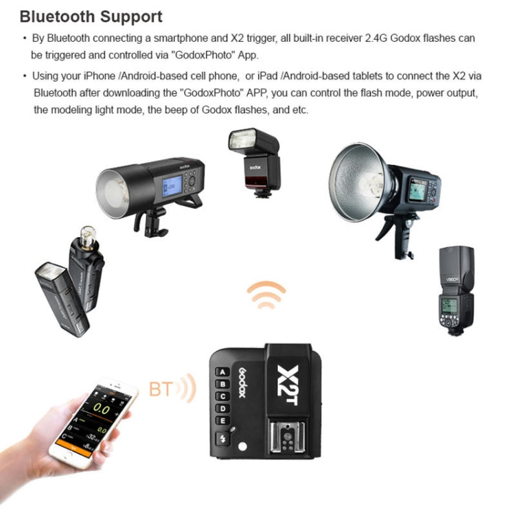 Godox X2T-N E-TTL II Bluetooth Wireless Flash Trigger for Nikon (Black) - Wireless Flash Trigger by Godox | Online Shopping UK | buy2fix