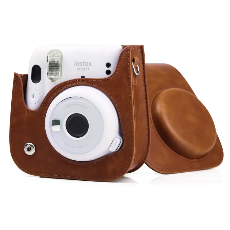 Retro Full Body Camera Leather Case Bag with Strap for FUJIFILM Instax mini 11 (Brown) - Camera Accessories by buy2fix | Online Shopping UK | buy2fix
