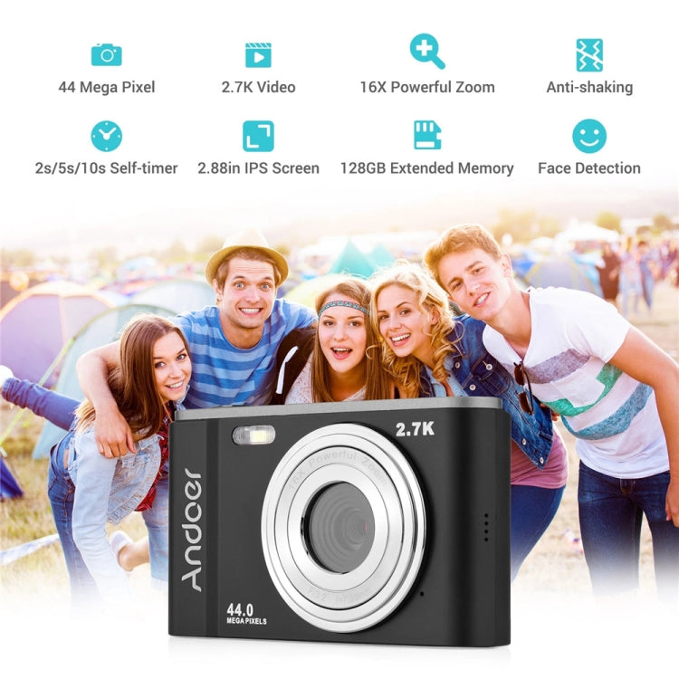 DC302 2.88 inch 44MP 16X Zoom 2.7K Full HD Digital Camera Children Card Camera, US Plug(Silver) - Consumer Electronics by buy2fix | Online Shopping UK | buy2fix