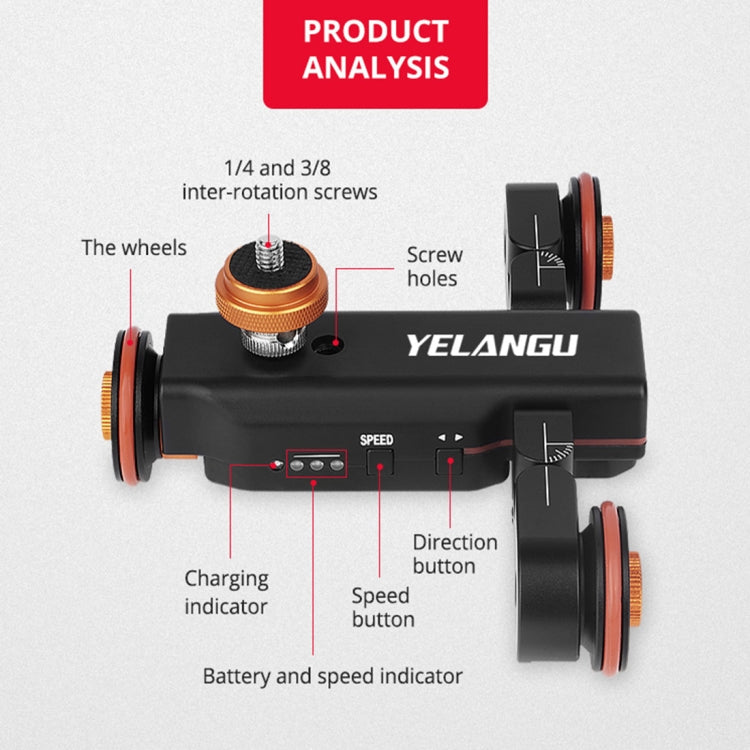 YELANGU L4X Camera Wheel Dolly + PC141 Phone Clamp with Remote, Load: 3kg - Camera Dolly by YELANGU | Online Shopping UK | buy2fix