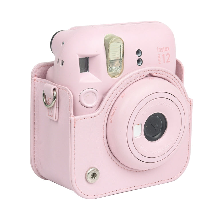 For FUJIFILM instax mini 12 Full Body Leather Case Camera Bag with Strap (Pink) - Leather Bag by buy2fix | Online Shopping UK | buy2fix