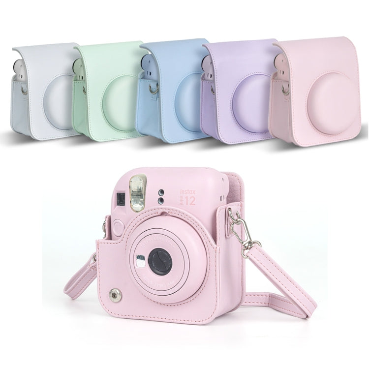 For FUJIFILM instax mini 12 Full Body Leather Case Camera Bag with Strap (White) - Leather Bag by buy2fix | Online Shopping UK | buy2fix