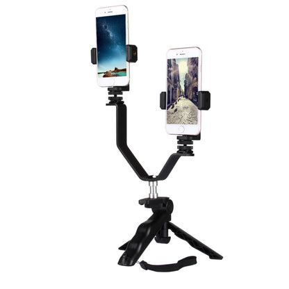 Smartphone Live Broadcast Bracket Grip Folding Tripod Holder Kits with 2x Phone Clips , For iPhone, Galaxy, Huawei, Xiaomi, HTC, Sony, Google and other Smartphones - Selfie Sticks by buy2fix | Online Shopping UK | buy2fix