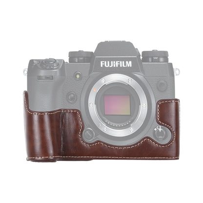 1/4 inch Thread PU Leather Camera Half Case Base for FUJIFILM X-H1 (Coffee) - Camera Accessories by buy2fix | Online Shopping UK | buy2fix