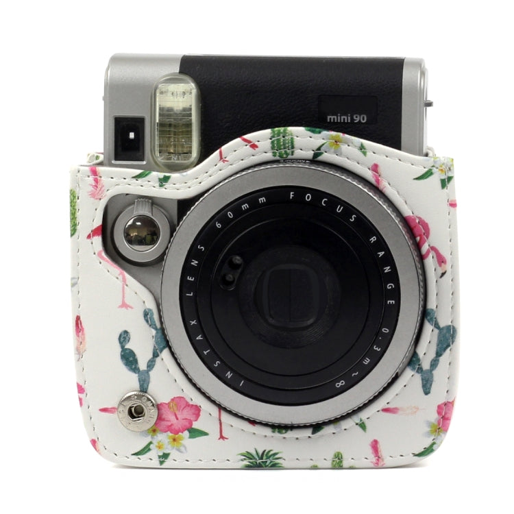 Flamingo Cactus Pattern PU Leather Protective Camera Case Bag For FUJIFILM Instax Mini90 Camera - Camera Accessories by buy2fix | Online Shopping UK | buy2fix