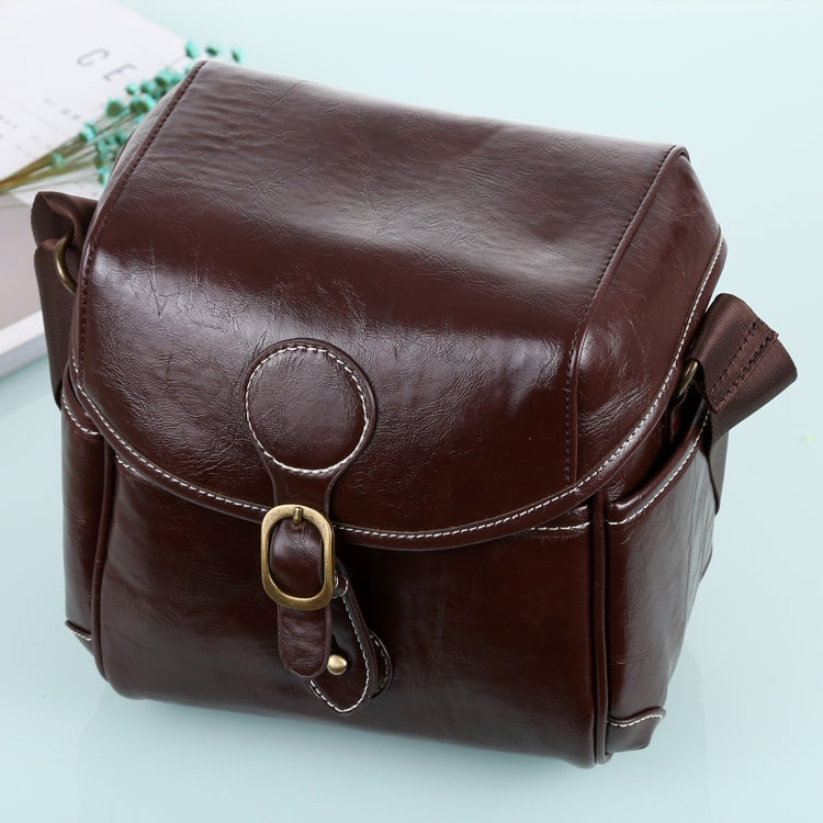 Portable Digital Camera Shoulder Bag Soft PU Leather Bag with Strap, Size: 21cm x 15cm x 20cm (Coffee) - Camera Accessories by buy2fix | Online Shopping UK | buy2fix