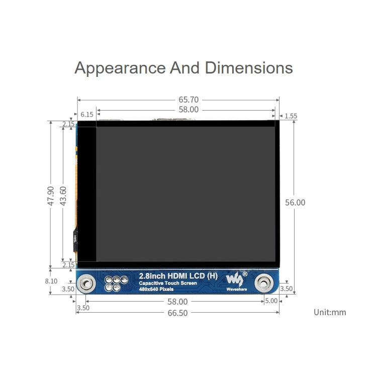 Waveshare 2.8 inch 480x640 HDMI IPS LCD Display (H) Fully Laminated Screen - Modules Expansions Accessories by WAVESHARE | Online Shopping UK | buy2fix