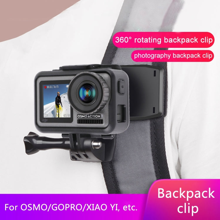 RUIGPRO 360 Degree Rotation Backpack Rec-Mounts Clip Clamp Mount + Phone Clamp for GoPro HERO9 Black / HERO8 Black /7 /6 /5 /5 Session /4 Session /4 /3+ /3 /2 /1, DJI Osmo Action, Xiaoyi and Other Action Cameras(Black) - DJI & GoPro Accessories by RUIGPRO | Online Shopping UK | buy2fix