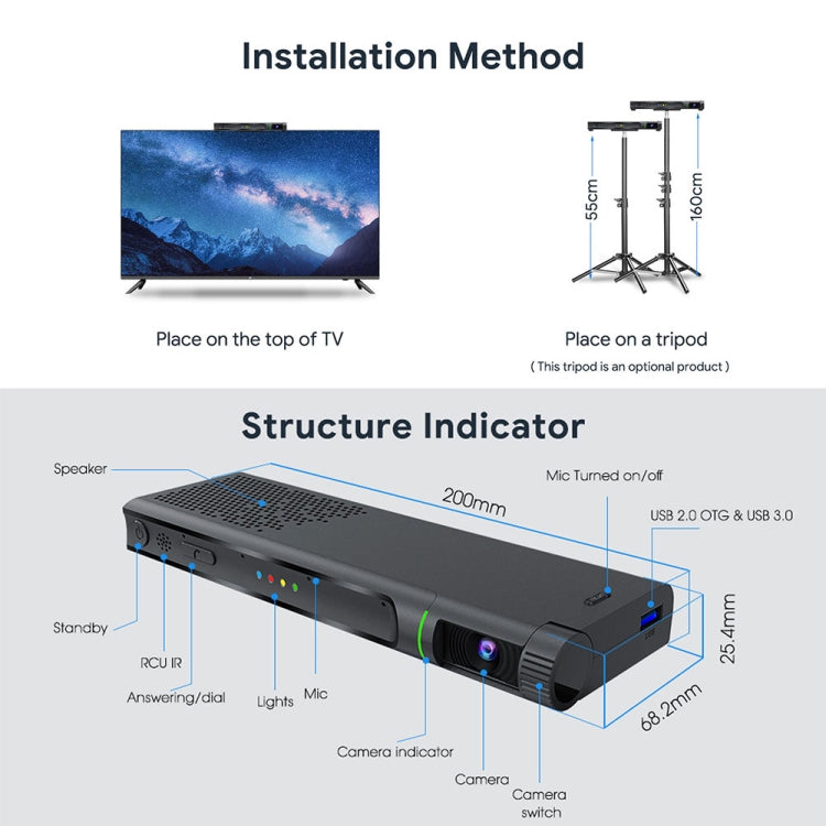 MECOOL KA2 Video Calling on TV Android 10.0 Smart TV Box with Remote Control, Amlogic S905X4 Quad Core Cortex A35, 4GB+64GB, Dual-Band / Ethernet / Camera(EU Plug) - Consumer Electronics by MECOOL | Online Shopping UK | buy2fix