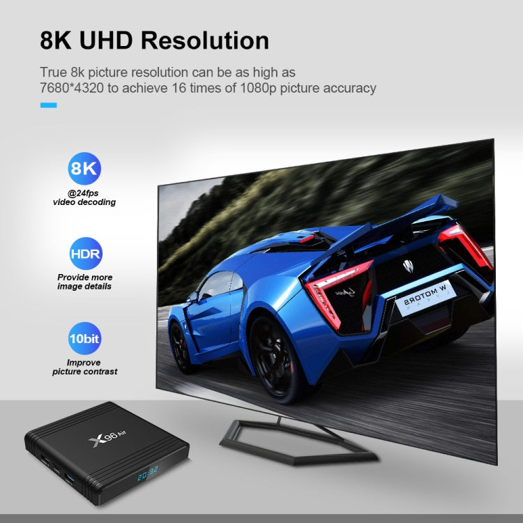 X96 Air 8K Smart TV BOX Android 9.0 Media Player with Remote Control, Quad-core Amlogic S905X3, RAM: 4GB, ROM: 32GB, Dual Band WiFi, Bluetooth, UK Plug - Consumer Electronics by buy2fix | Online Shopping UK | buy2fix