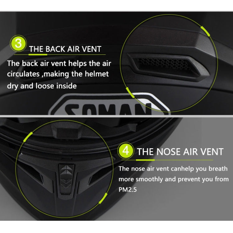 Soman 955 Skyeye Motorcycle Full / Open Face Bluetooth Helmet Headset Full Face, Supports Answer / Hang Up Calls(Matte Black) -  by SOMAN | Online Shopping UK | buy2fix