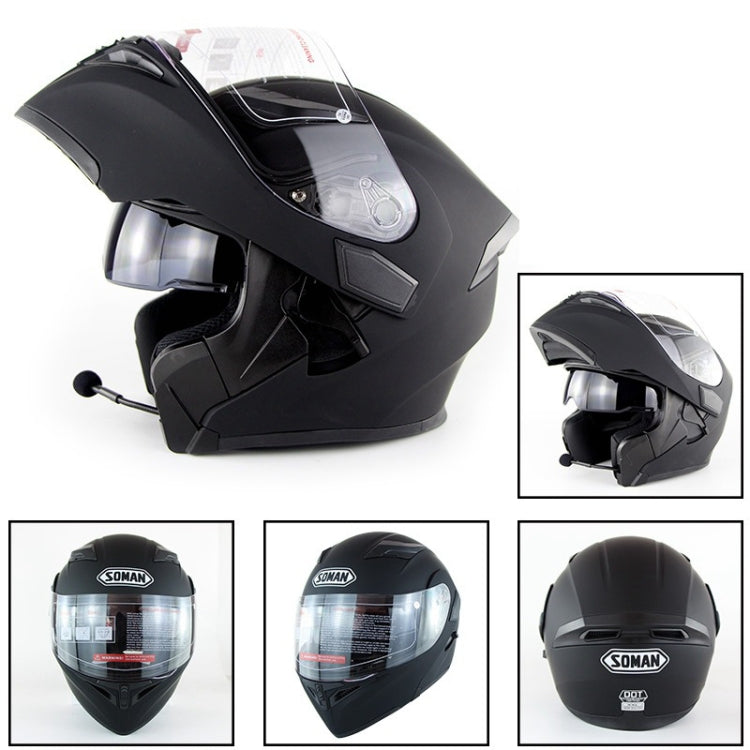 Soman 955 Skyeye Motorcycle Full / Open Face Bluetooth Helmet Headset Full Face, Supports Answer / Hang Up Calls(Matte Black) - Helmets by SOMAN | Online Shopping UK | buy2fix