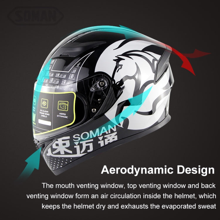 Soman SM-960 Motorcycle Electromobile Full Face Helmet Double Lens Protective Helmet(Golden Eight Immortals with Gold Lens) -  by SOMAN | Online Shopping UK | buy2fix