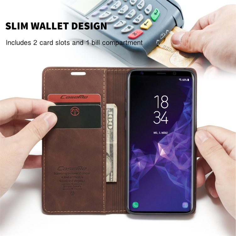 CaseMe-013 Multifunctional Retro Frosted Horizontal Flip Leather Case with Card Slot & Holder & Wallet for Galaxy S9(Coffee) - Galaxy Phone Cases by CaseMe | Online Shopping UK | buy2fix