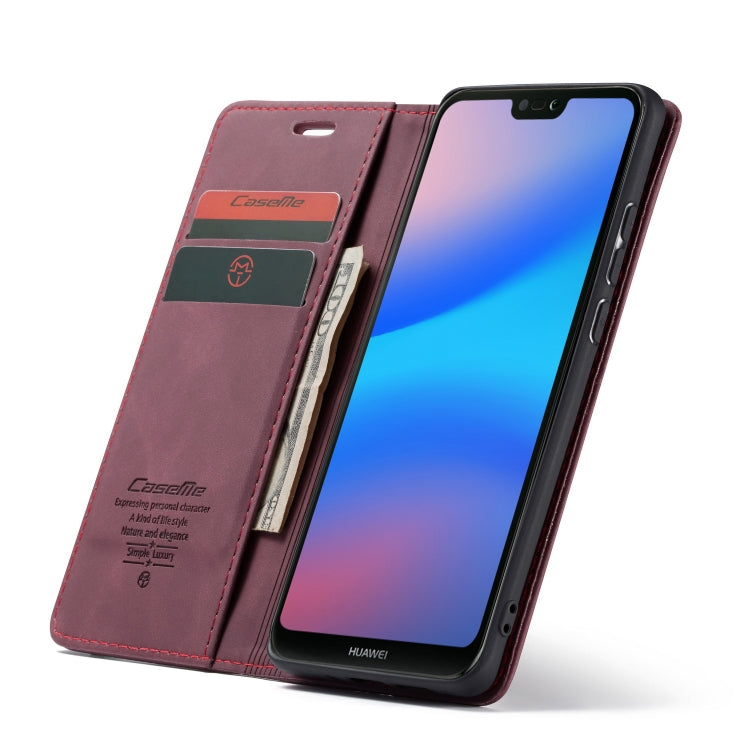 CaseMe-013 Multifunctional Horizontal Flip Leather Case with Card Slot & Holder for Huawei P20 Lite(Wine Red) - Huawei Cases by CaseMe | Online Shopping UK | buy2fix