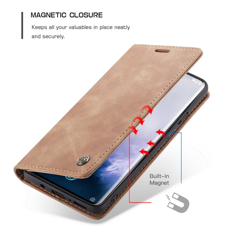 CaseMe-013 Multi-functional Retro Frosted Horizontal Flip Leather Case with Card Slot & Holder & Wallet For OnePlus 7 Pro(Brown) - OnePlus Cases by CaseMe | Online Shopping UK | buy2fix