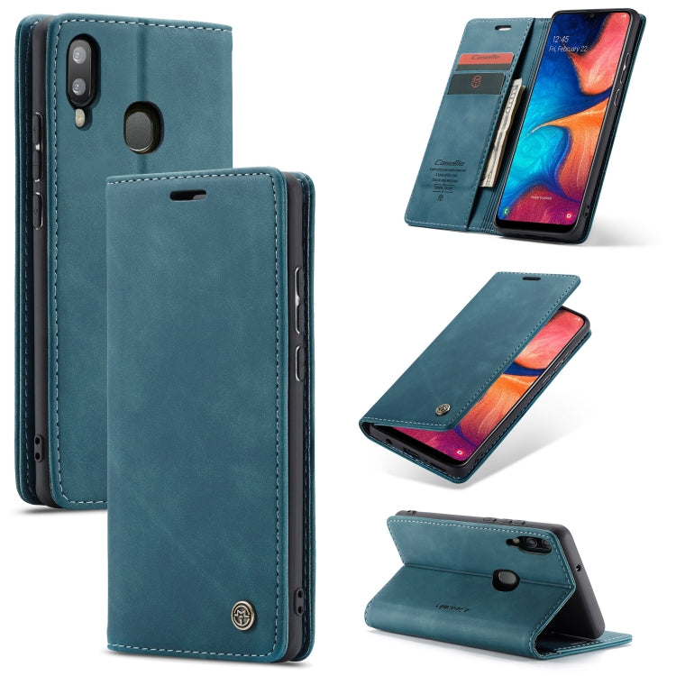 CaseMe-013 Multi-functional Retro Frosted Horizontal Flip Leather Case with Card Slot & Holder & Wallet For Galaxy A20e(Blue) - Galaxy Phone Cases by CaseMe | Online Shopping UK | buy2fix