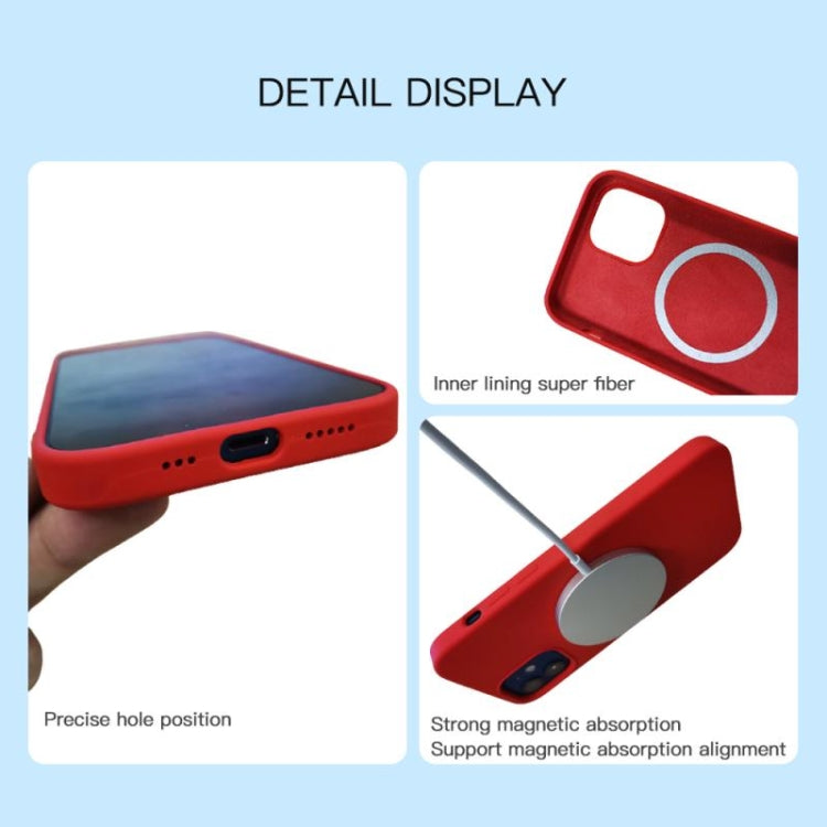 For iPhone 12 Pro Max Magnetic Liquid Silicone Full Coverage Shockproof Magsafe Case with Magsafe Charging Magnet(Red) - Apple Accessories by buy2fix | Online Shopping UK | buy2fix