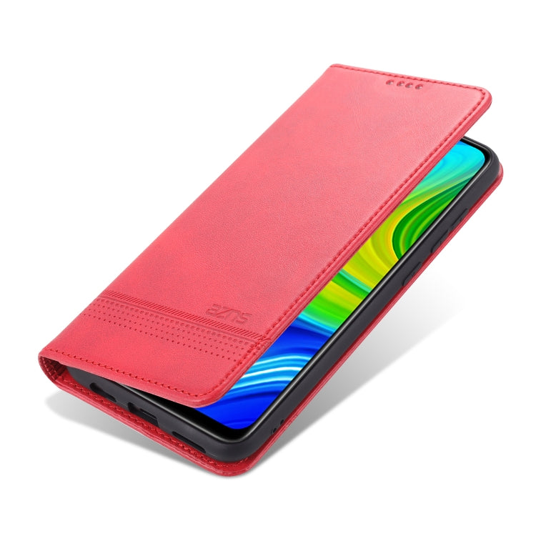 For Xiaomi Redmi Note 9 / 10X AZNS Magnetic Calf Texture Horizontal Flip Leather Case with Card Slots & Holder & Wallet(Red) - Xiaomi Cases by AZNS | Online Shopping UK | buy2fix