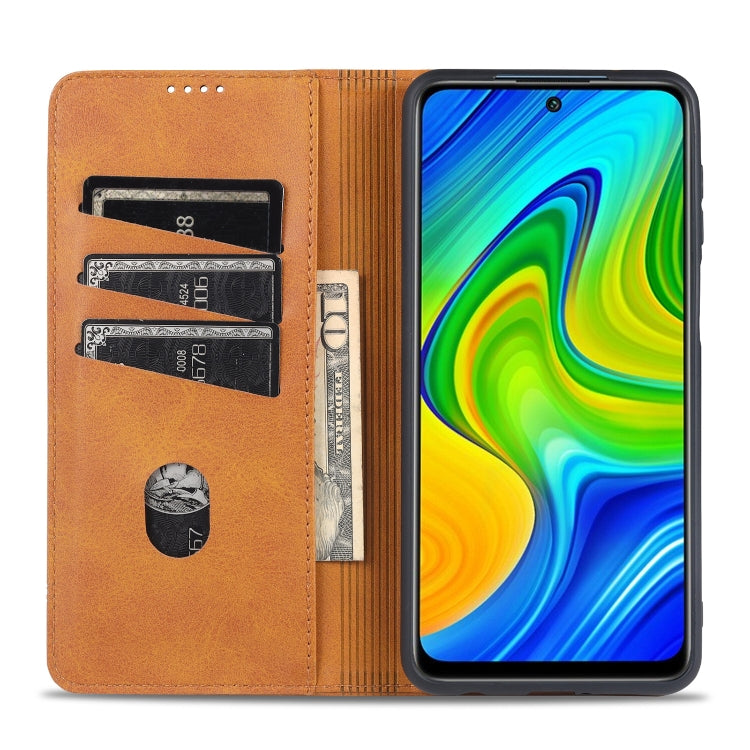 For Xiaomi Redmi Note 9 Pro / Note 9s AZNS Magnetic Calf Texture Horizontal Flip Leather Case with Card Slots & Holder & Wallet(Light Brown) - Xiaomi Cases by AZNS | Online Shopping UK | buy2fix