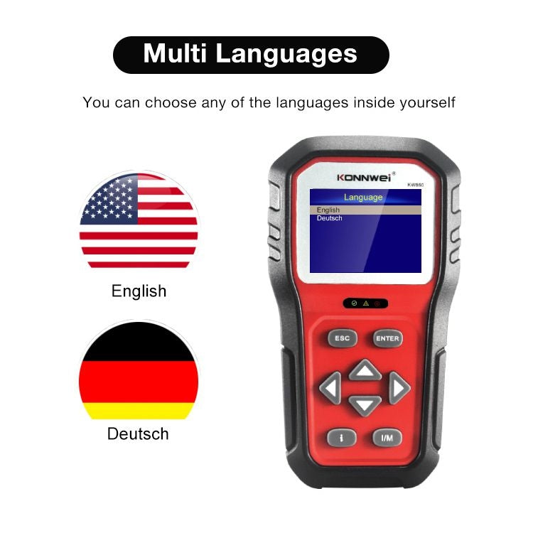 KONNWEI KW860 Car 2.8 inch TFT Color Screen Battery Tester Support 8 Languages / I Key Analysis Function - In Car by KONNWEI | Online Shopping UK | buy2fix