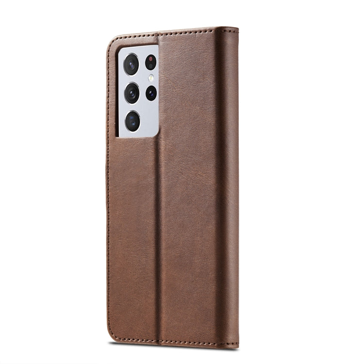 For Samsung Galaxy S21 Ultra 5G LC.IMEEKE Calf Texture Horizontal Flip Leather Case with Holder & Card Slots & Wallet(Brown) - Galaxy S21 Ultra 5G Cases by LC.IMEEKE | Online Shopping UK | buy2fix