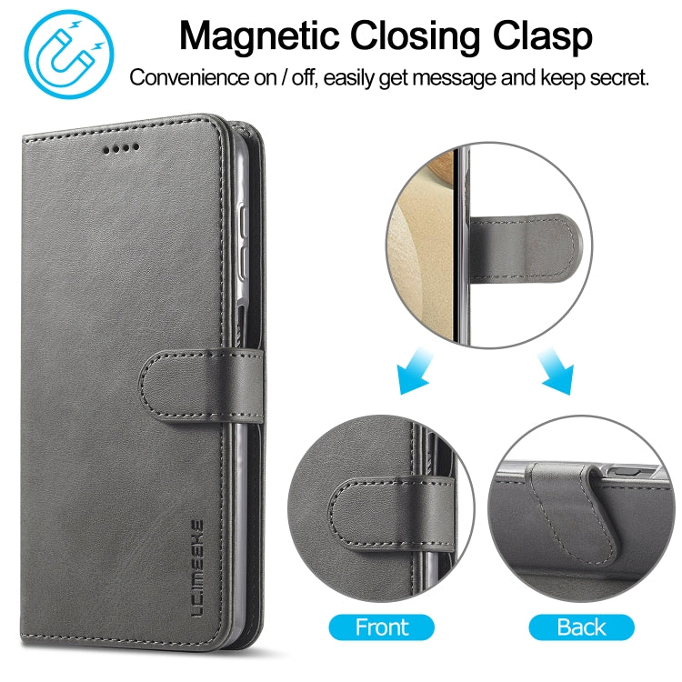 For Samsung Galaxy A12 LC.IMEEKE Calf Texture Horizontal Flip Leather Case, with Holder & Card Slots & Wallet & Photo Frame(Grey) - Galaxy Phone Cases by LC.IMEEKE | Online Shopping UK | buy2fix