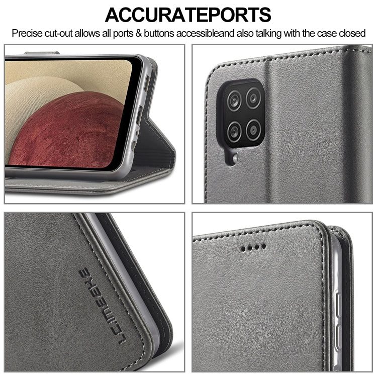 For Samsung Galaxy A12 LC.IMEEKE Calf Texture Horizontal Flip Leather Case, with Holder & Card Slots & Wallet & Photo Frame(Grey) - Galaxy Phone Cases by LC.IMEEKE | Online Shopping UK | buy2fix