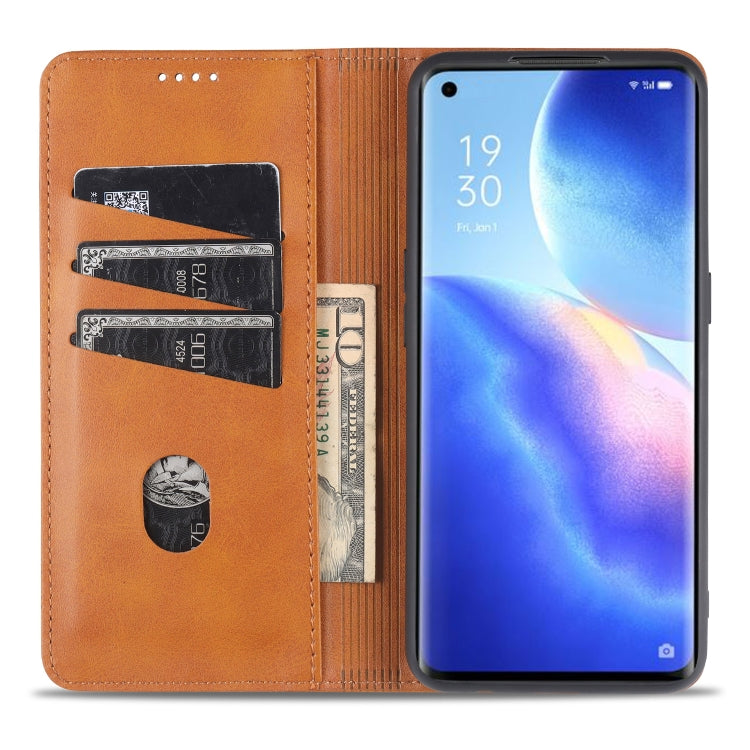 For Oppo Reno5 5G AZNS Magnetic Calf Texture Horizontal Flip Leather Case with Card Slots & Holder & Wallet(Black) - OPPO Cases by AZNS | Online Shopping UK | buy2fix