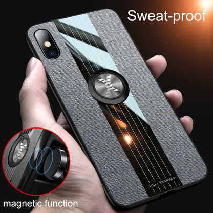 For iPhone XS Max XINLI Stitching Cloth Texture Shockproof TPU Protective Case with Ring Holder(Blue) - More iPhone Cases by XINLI | Online Shopping UK | buy2fix