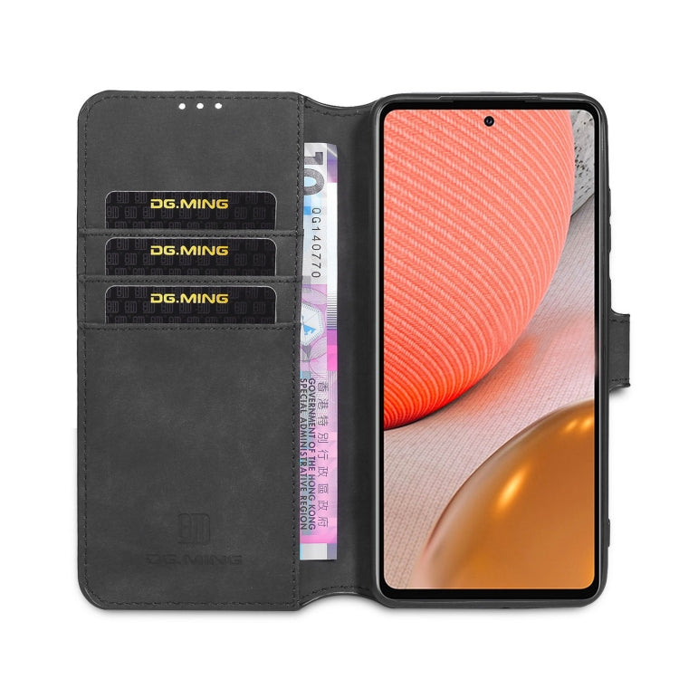 For samsung Galaxy A72 5G / 4G DG.MING Retro Oil Side Horizontal Flip Leather Case with Holder & Card Slots & Wallet(Black) - Galaxy Phone Cases by DG.MING | Online Shopping UK | buy2fix