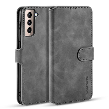 For Samsung Galaxy S21 5G DG.MING Retro Oil Side Horizontal Flip Case with Holder & Card Slots & Wallet(Grey) - Galaxy S21 5G Cases by DG.MING | Online Shopping UK | buy2fix