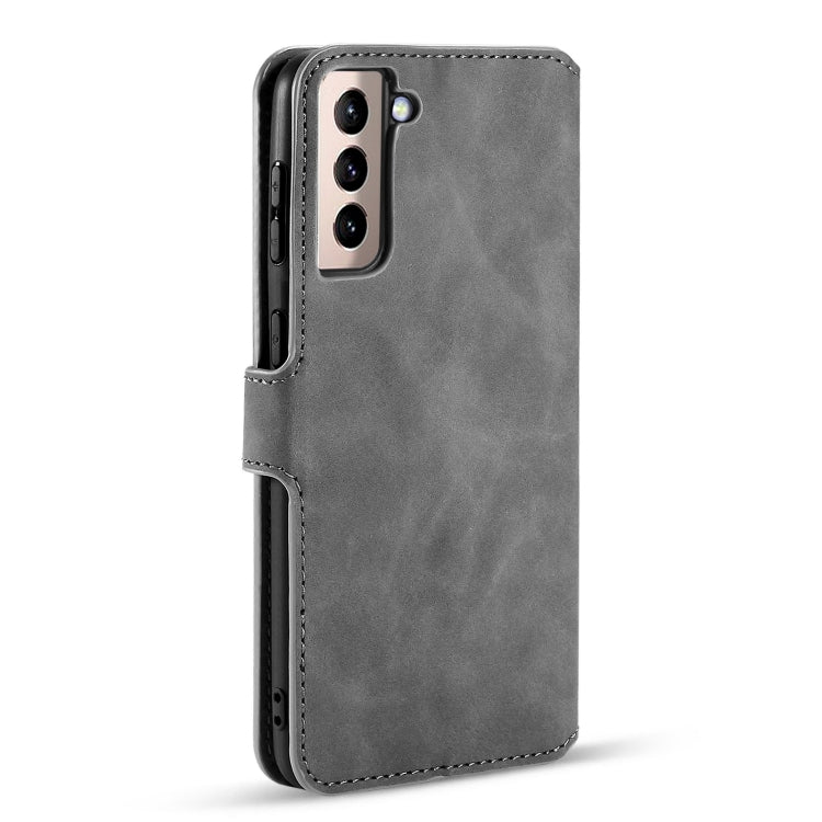 For Samsung Galaxy S21 5G DG.MING Retro Oil Side Horizontal Flip Case with Holder & Card Slots & Wallet(Grey) - Galaxy S21 5G Cases by DG.MING | Online Shopping UK | buy2fix