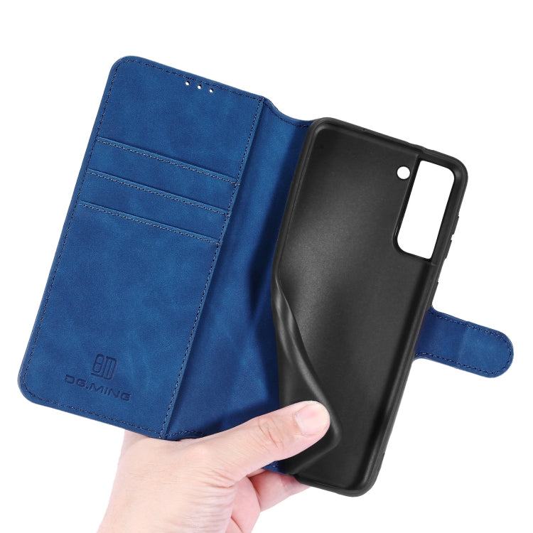 For Samsung Galaxy S21 5G DG.MING Retro Oil Side Horizontal Flip Case with Holder & Card Slots & Wallet(Blue) - Galaxy S21 5G Cases by DG.MING | Online Shopping UK | buy2fix