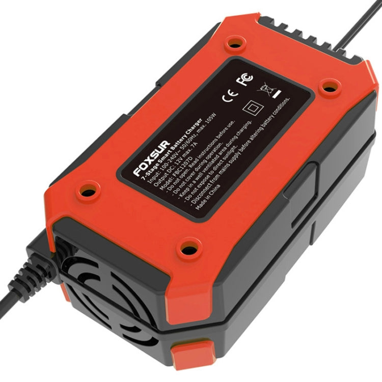FOXSUR Car / Motorcycle Repair Charger 12V 7A 7-stage + Multi-battery Mode Lead-acid Battery Charger, Plug Type:JP Plug(Red) - In Car by FOXSUR | Online Shopping UK | buy2fix